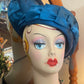 Vintage Teal Satin Pillbox Hat with Bow Detail (c.1960s)