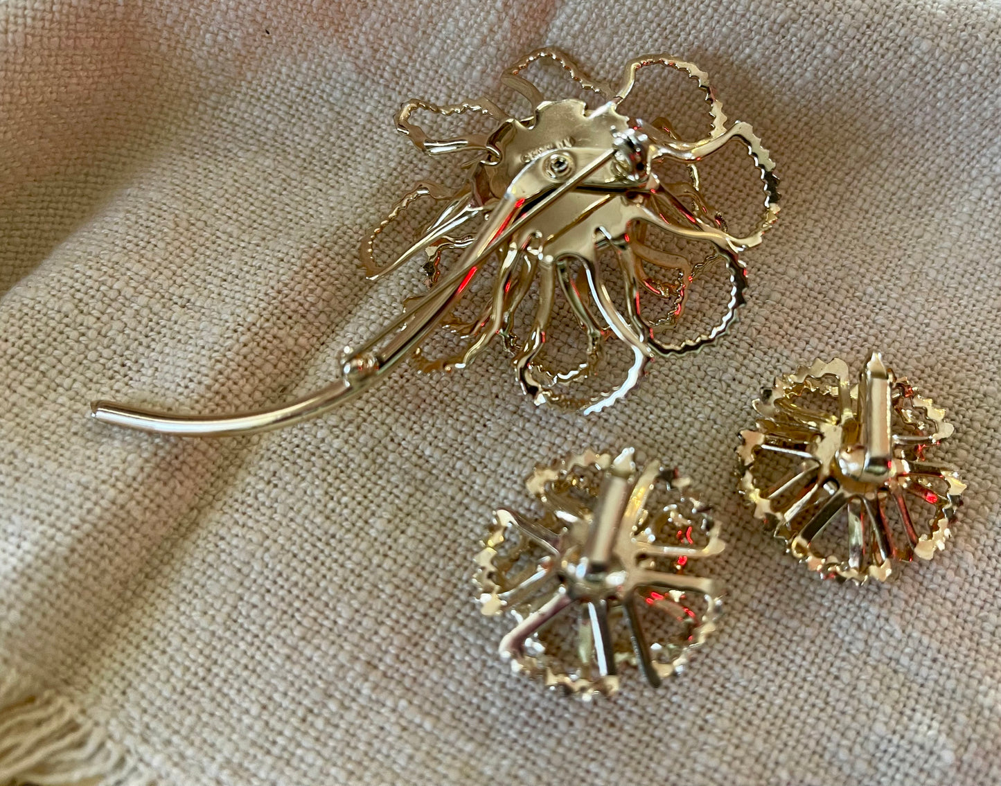 Vintage Sarah Coventry Style Rhinestone Brooch & Clip-On Earrings Set (c.1960s–70s)