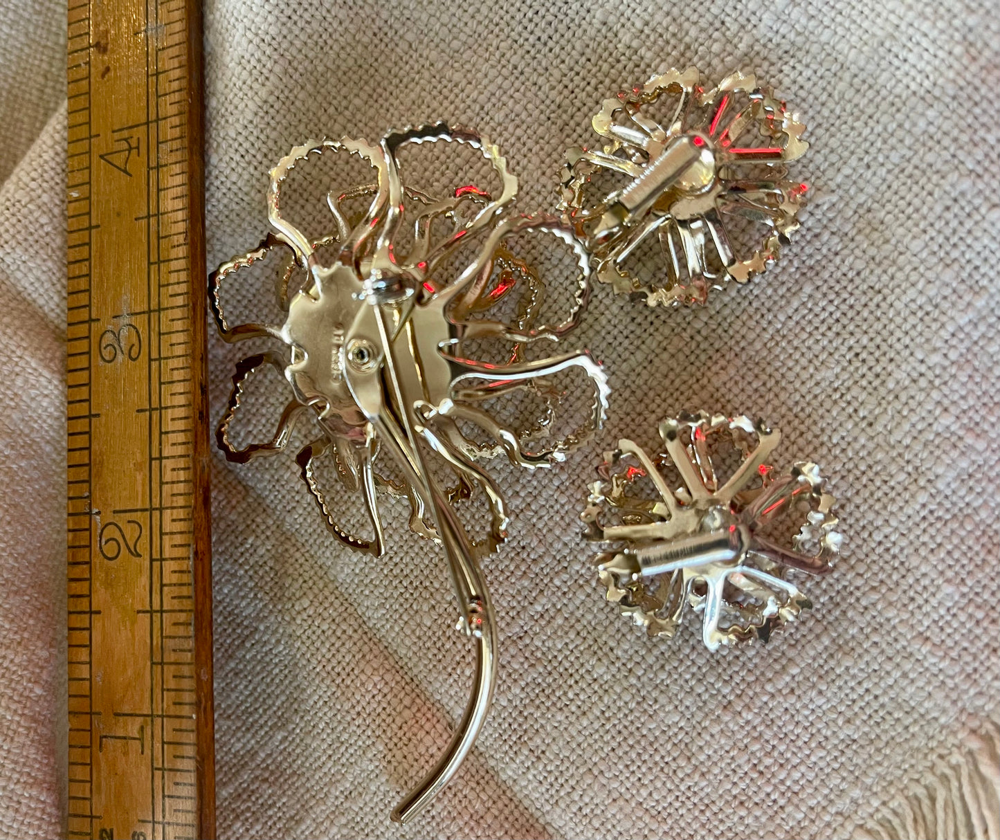Vintage Sarah Coventry Style Rhinestone Brooch & Clip-On Earrings Set (c.1960s–70s)