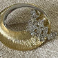 Vintage Gold Tone & Rhinestone Crescent Brooch (c.1960s–70s)