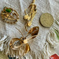 Vintage Mid-Century Brooch Trio – Gold & Green Tones c.1950s–60s