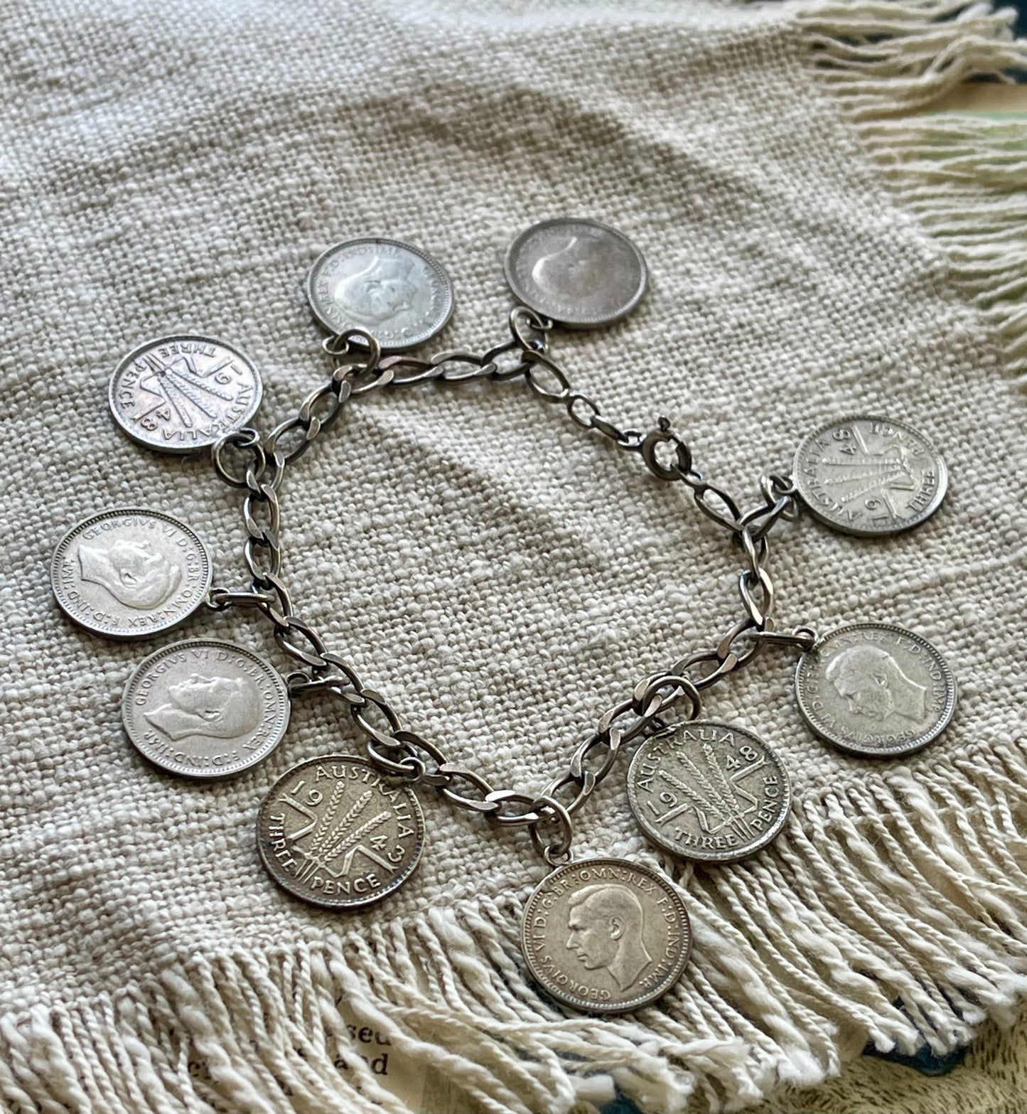 Vintage Australian Coin Charm Bracelet c.1940s–50s