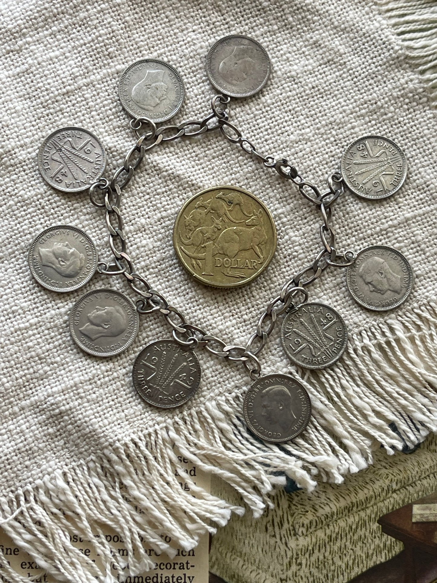 Vintage Australian Coin Charm Bracelet c.1940s–50s