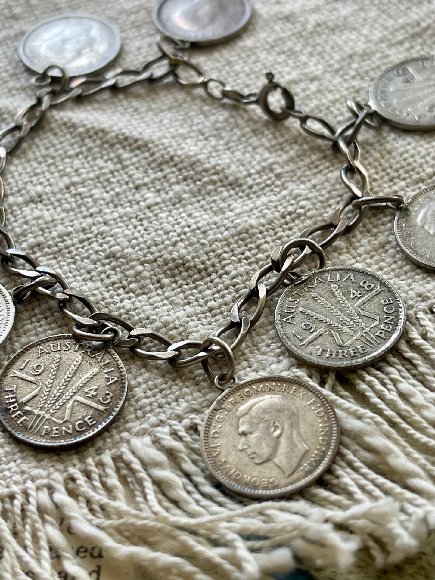 Vintage Australian Coin Charm Bracelet c.1940s–50s
