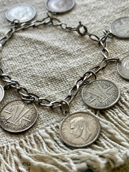 Vintage Australian Coin Charm Bracelet c.1940s–50s