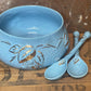 Vintage Wade “Golden Blue” Bowl with Matching Spoons – England
