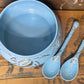 Vintage Wade “Golden Blue” Bowl with Matching Spoons – England