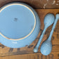 Vintage Wade “Golden Blue” Bowl with Matching Spoons – England