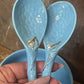 Vintage Wade “Golden Blue” Bowl with Matching Spoons – England