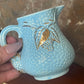 Vintage Blue Wade Tea Set with Hand-Painted Gold Leaves