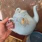 Vintage Blue Wade Tea Set with Hand-Painted Gold Leaves