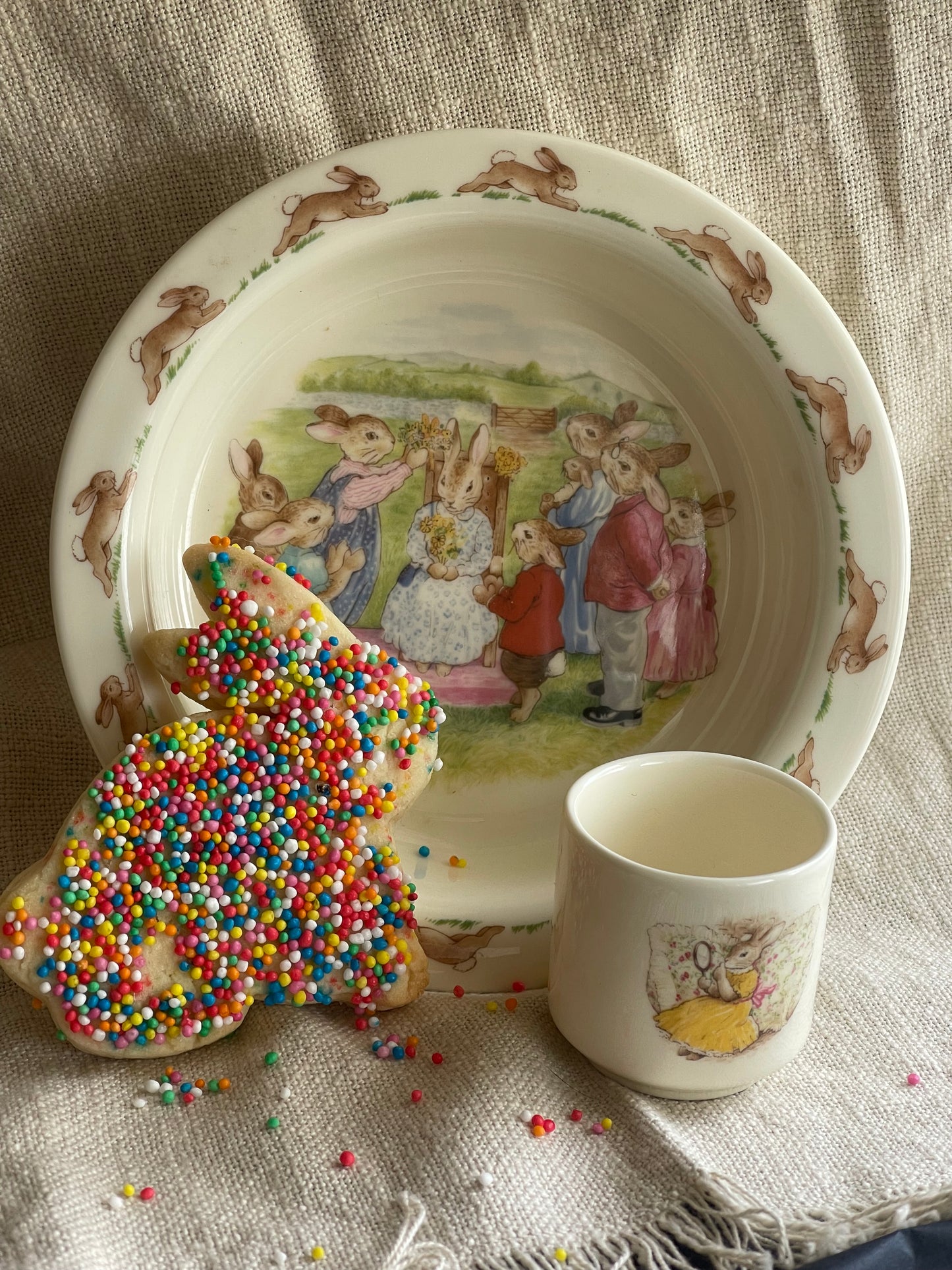 Vintage Royal Doulton Bunnykins Bowl – Early English Nursery China (c.1950s–60s)