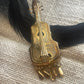 Vintage Violin Brooch / Pendant – Gold Tone with Rhinestone Detail