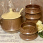 Vintage Japanese Stoneware Soup Tureen with 6 Bowls & Ladle