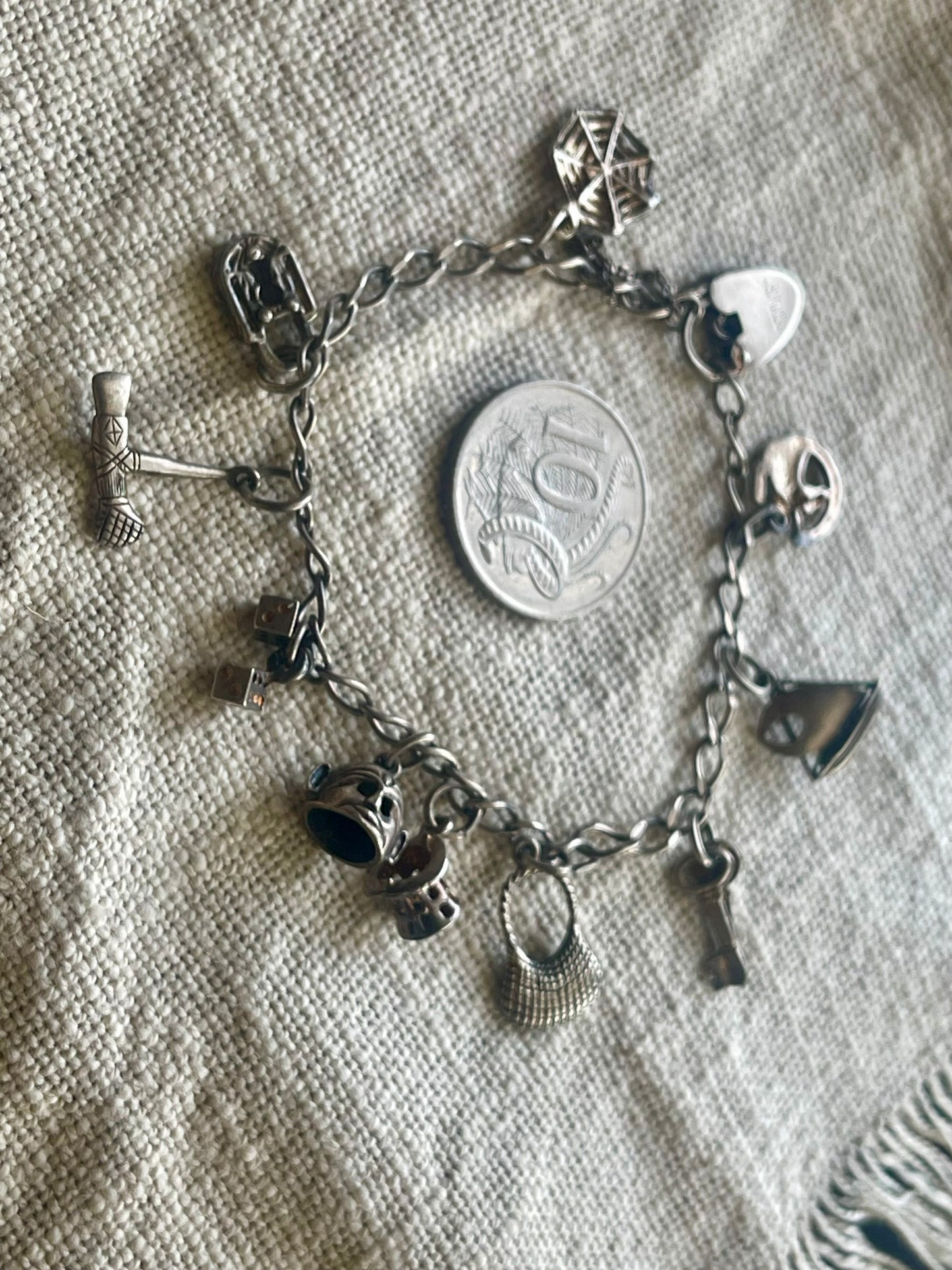 Vintage Sterling Silver Charm Bracelet – Multi Charm Story Bracelet