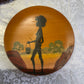 Vintage Australian Aboriginal Art painted small timber plate by Bill Onus Wirrin, Pemunga NT