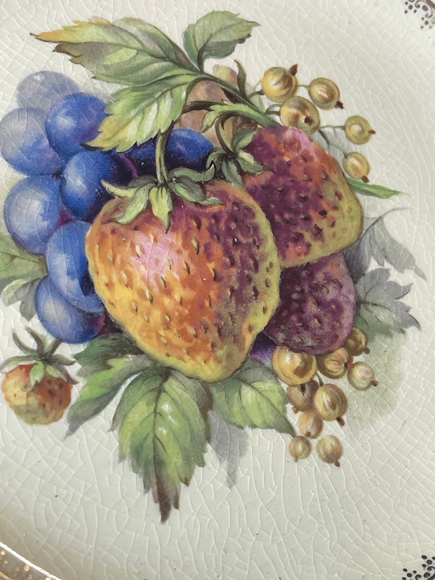 Vintage Crown Ducal Florentine Fruit Plate – England, c.1930s–50s