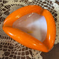 Handblown Orange Murano-Style Art Glass Bowl — Mid-Century Sculptural Dish or Ashtray