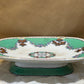 Antique Footed Serving Dish – Green & Floral (c.1920s–30s)