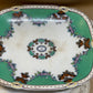 Antique Footed Serving Dish – Green & Floral (c.1920s–30s)