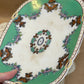 Antique Footed Serving Dish – Green & Floral (c.1920s–30s)