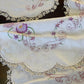 Vintage Hand-Embroidered Linen Doily Set with Orchid Motif & Crochet Lace