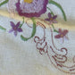 Vintage Hand-Embroidered Linen Doily Set with Orchid Motif & Crochet Lace