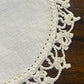 Vintage Hand-Embroidered Linen Doily Set with Orchid Motif & Crochet Lace