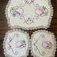 Vintage Hand-Embroidered Linen Doily Set with Crochet Edging