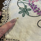Vintage Hand-Embroidered Linen Doily Set with Crochet Edging