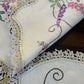 Vintage Hand-Embroidered Linen Doily Set with Crochet Edging