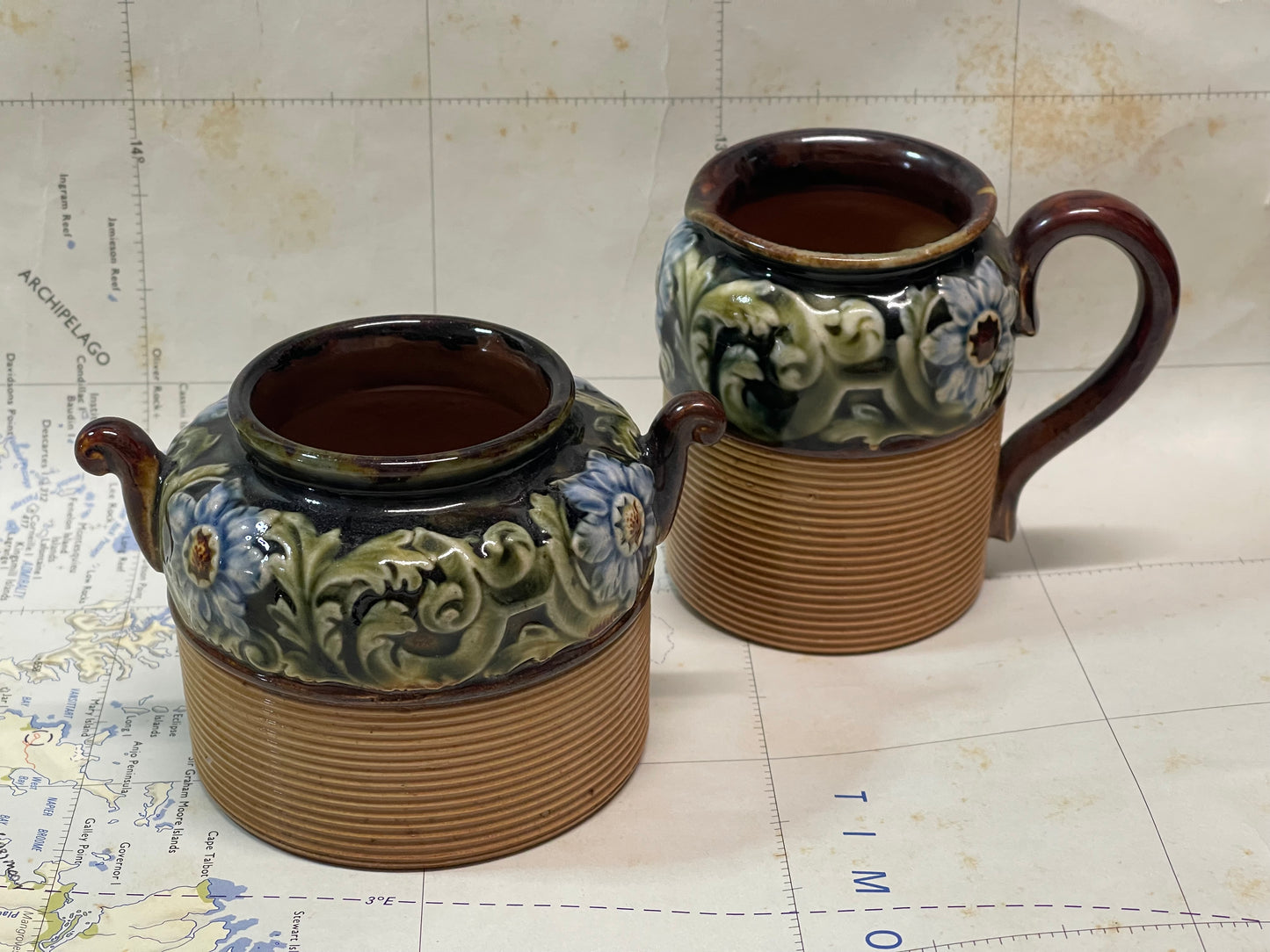 Doulton Lambeth Stoneware Jug & Sugar Bowl C.1900