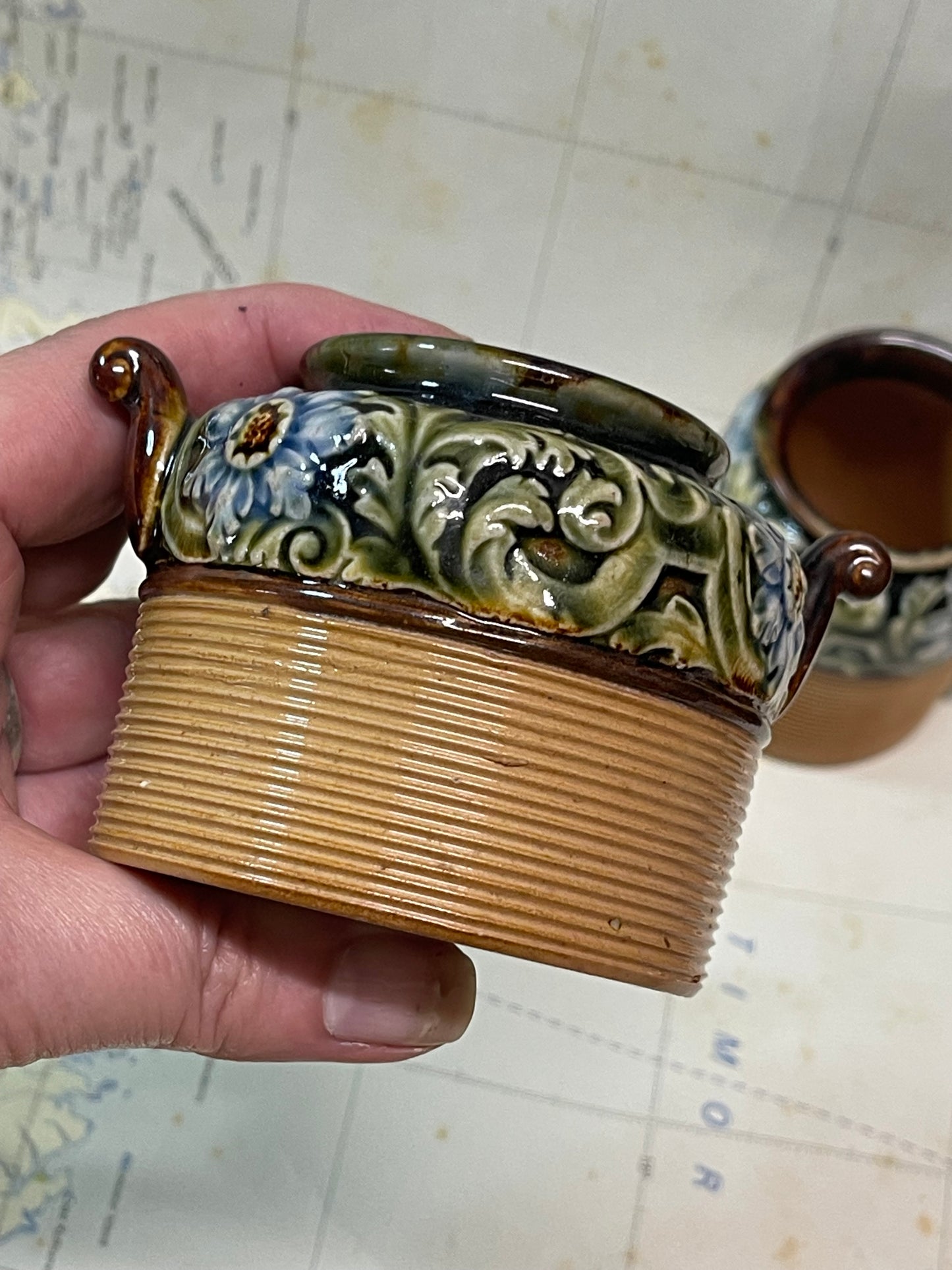Doulton Lambeth Stoneware Jug & Sugar Bowl C.1900