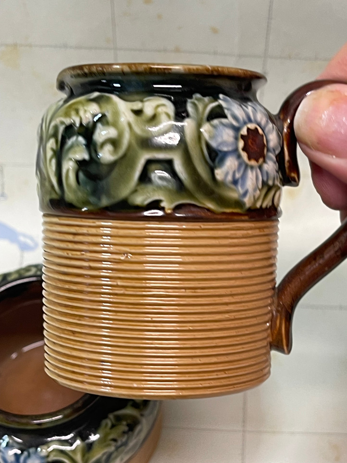 Doulton Lambeth Stoneware Jug & Sugar Bowl C.1900
