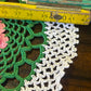 Vintage Hand-Crocheted Floral Doily – Pink & Green