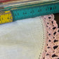 Vintage Hand-Embroidered Linen Doily with Cottage & Garden Scene