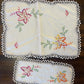 Vintage Hand-Embroidered Linen Doily Pair – Autumn Leaf Design