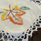 Vintage Hand-Embroidered Linen Doily Pair – Autumn Leaf Design
