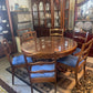 Vintage Round Rosewood Veneer Dining Table with Glass Top & Six Chairs