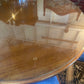 Vintage Round Rosewood Veneer Dining Table with Glass Top & Six Chairs