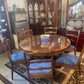 Vintage Round Rosewood Veneer Dining Table with Glass Top & Six Chairs