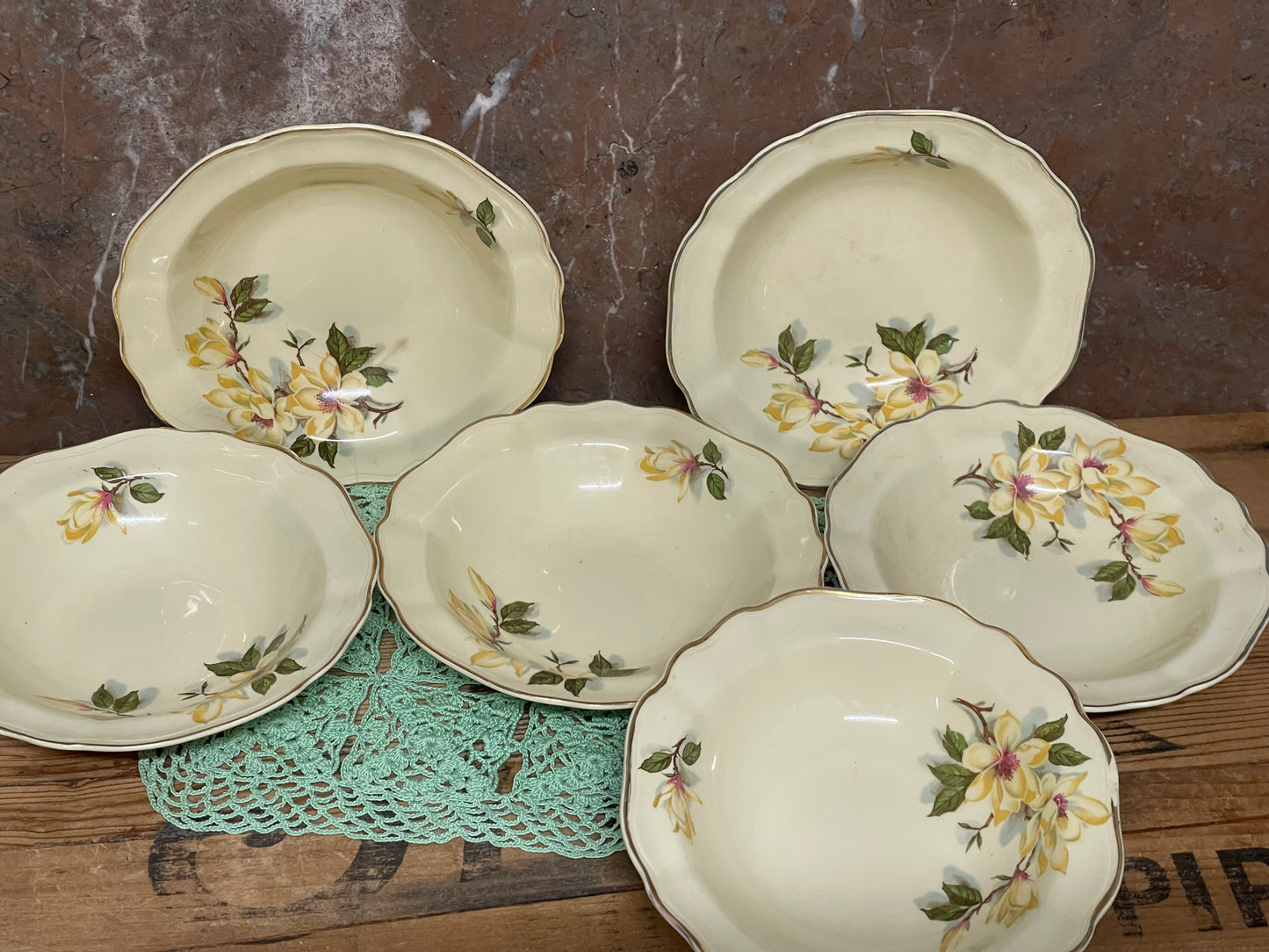 J&G Meakin “Sunshine” Yellow Magnolia Bowls – Set of 6