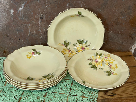J&G Meakin “Sunshine” Yellow Magnolia Bowls – Set of 6