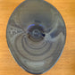 Vintage Blue Clear Art Glass Decorative bent oval  Bowl