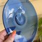 Vintage Blue Clear Art Glass Decorative bent oval  Bowl