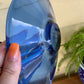 Vintage Blue Clear Art Glass Decorative bent oval  Bowl