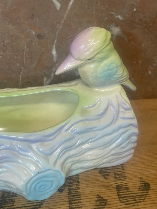 Vintage Australian Pottery Lustre Vase – Kookaburra on Log