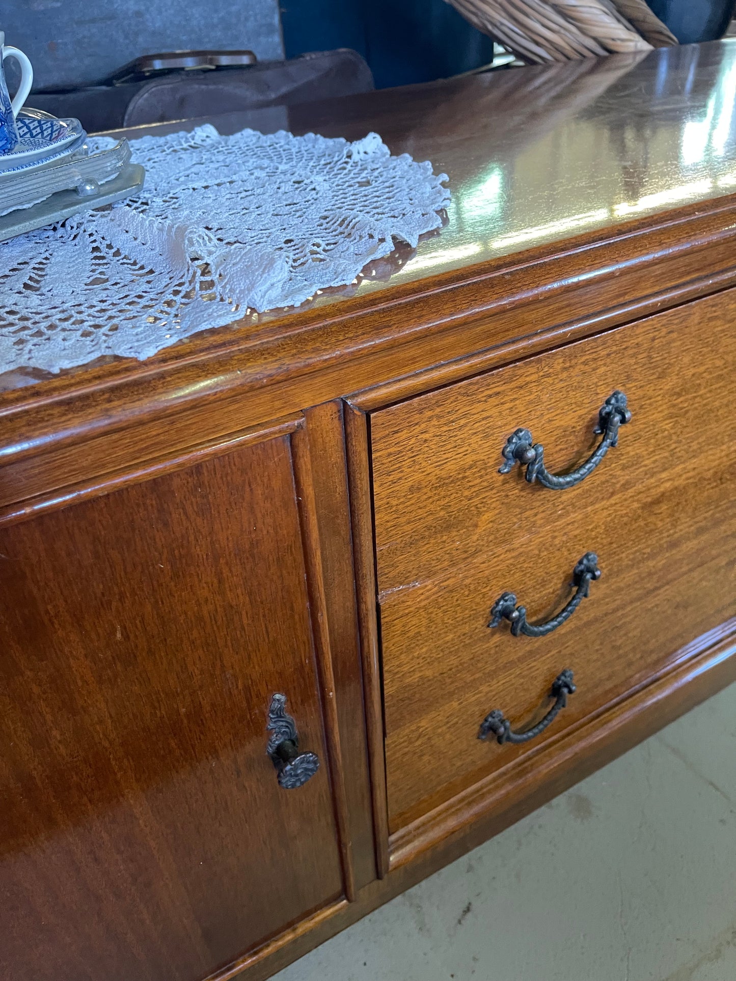 Vintage Rosewood Sideboard with Cabriole Legs