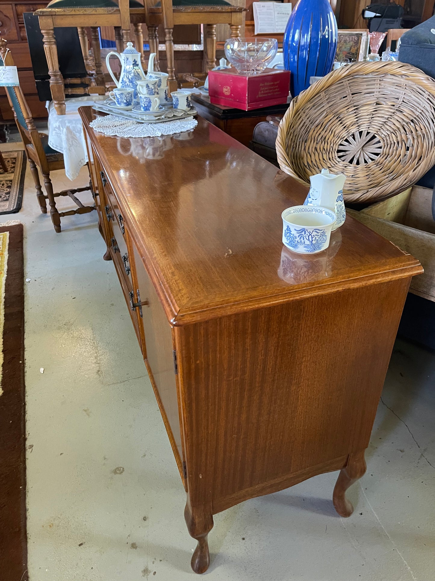 Vintage Rosewood Sideboard with Cabriole Legs