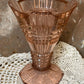 Art Deco Pink Glass Vase with Flower Frog – 21cm